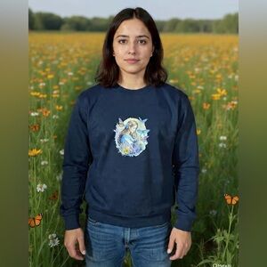 Navy Blue Graphic Crewneck Sweatshirt - Women's